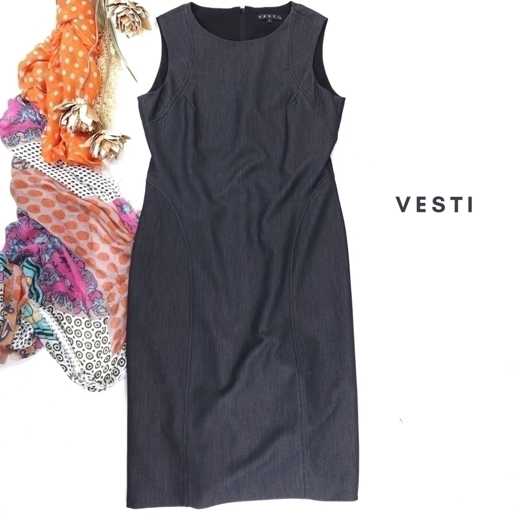 VESTI Charcoal Sheath Dress Sz 8